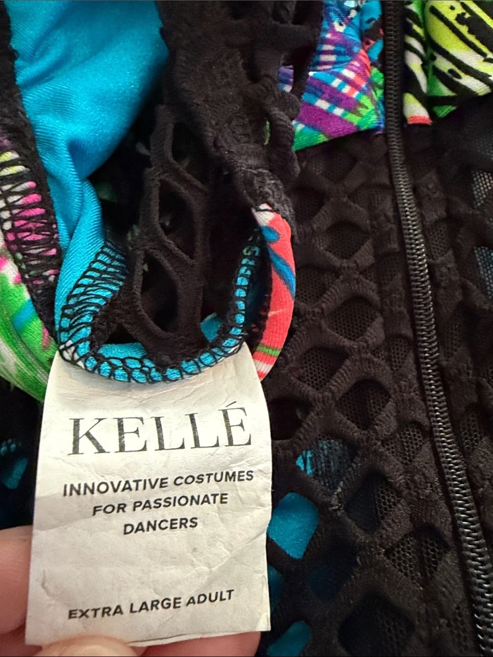 Kids Black & Bright Blue Dance Costume with Neon Accents
